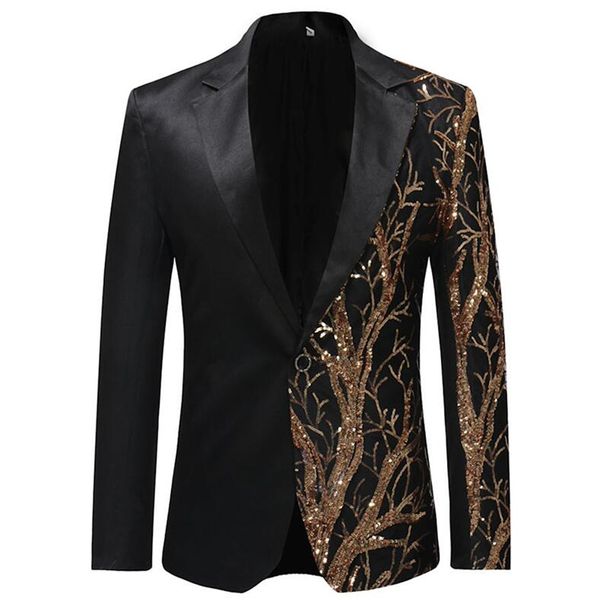 

2019 single breasted sequin stage suit jacket men party hip hop suit fashion digital printing drama costume blazer black em184, White;black