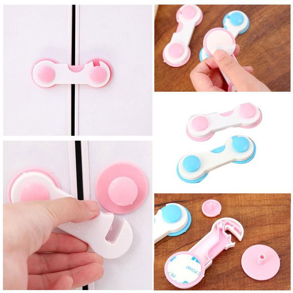 

kids safety pink blue refrigerator door loc home use protection children drawer doors locks baby child plastic simple lock dh0918