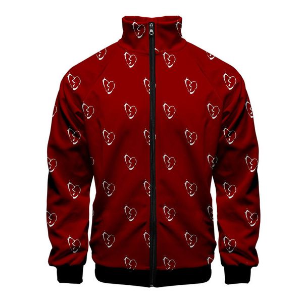 

mens juice wrld hoddies 3d print cargigan long sleeve zipper stand collar hip hop homme clothing fashion style casual apparel, Black