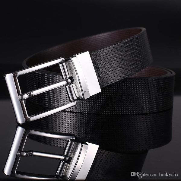 

men genuine leather belt cowhide pin buckle rotation leather mens business casual trousers belts, Black;brown