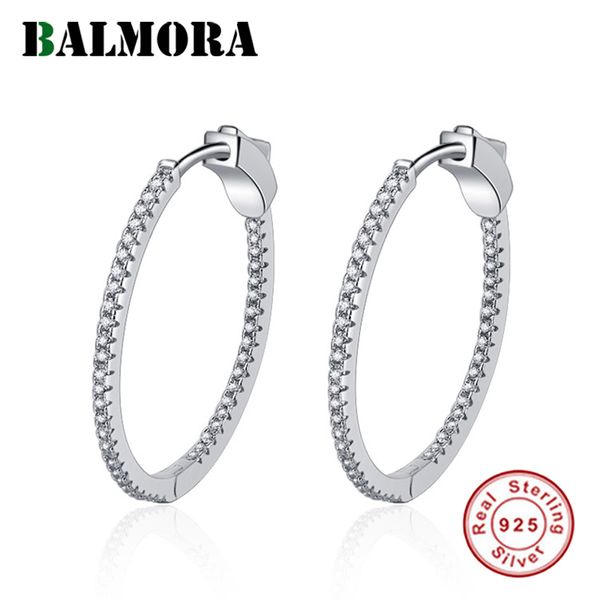 

balmora 925 sterling silver hollow zircon earrings for women lover hoop huggie cuff earrings fashion jewelry brincos jwse857