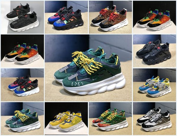 

2019 versace chain reaction luxury designer shoes men women sneakers runner snow leopard black white suede leather fashion trainers shoes