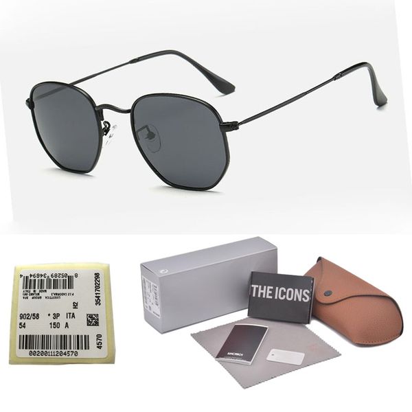 

Fashion Sunglasses Women Men Brand Designer Hexagon Meta Frame Sun Glasses UV400 Shades glass lens Oculos De Sol with cases and label