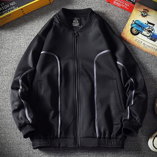 

jacket men's autumn bomber jacket casual loose solid color patchwork sweatshirts thin zipper coat casaco masculino, Black;brown