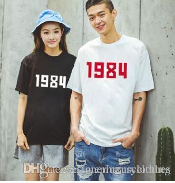 

mens 1984 numbers print t-shirt women lovers tshirts all match classical tees short sleeved, White;black