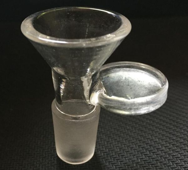 14mm 18mm runde männliche Trichterglasschüssel mit Griff Günstige Rauchschüssel Tabak für Wasserbongs Rig Rauchwerkzeuge Zubehör