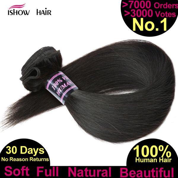 

brazilian straight hair weave bundles human hair bundles 1pcs natural non remy hair extensions for ing, Black