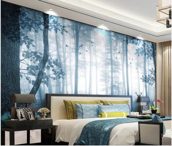 

обои для стен 3 d для гостиной голубого леса обои фона стены