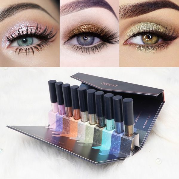 

new10pcs/set diamond glitter eyeshadow cream by in gift box purple blue black long lasting waterproof eyeshadow gel