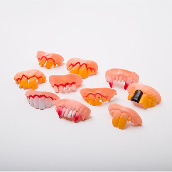 

10pcs new funny horror fake zombie vampire denture teeth halloween decor prop trick toy classics dentures wholesale