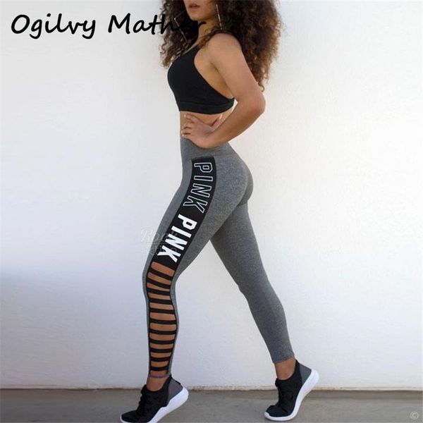 

ogilvy mather 2020 women leggings hollow out leggings high waist patchwork female leggins sportswear, Black