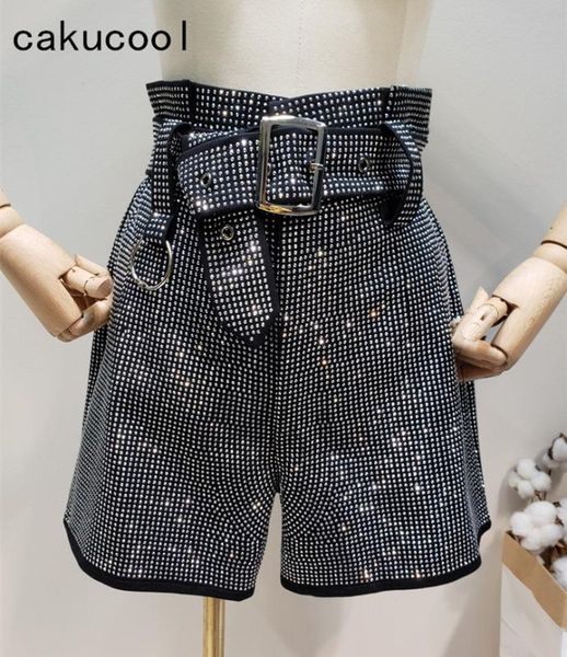 

cakucool new bling belt women shorts skirts 2020 trendy autumn tide personality chic capris stamping casual shorts bottoms, White;black