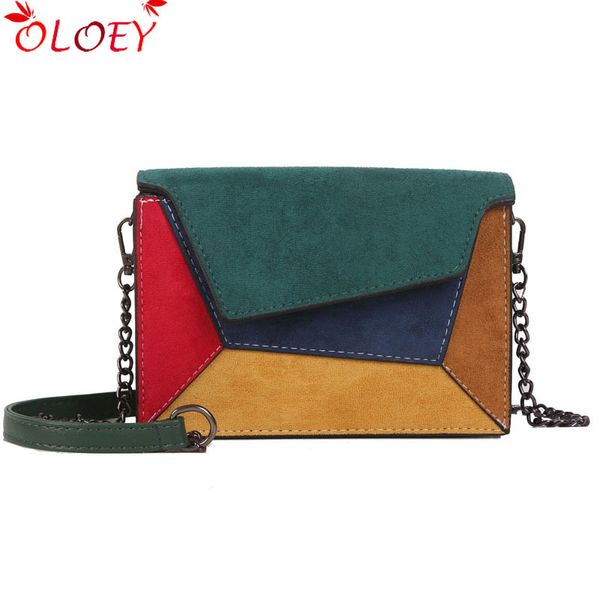 

2019 fashion quality leather patchwork women messenger bag female chain strap shoulder bag small criss-cross ladies' flap bag mx190726