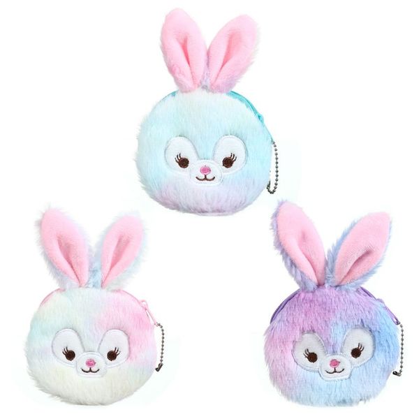 

cartoon plush card holder wallet change purse organizer pocket coin bag h8wd, White