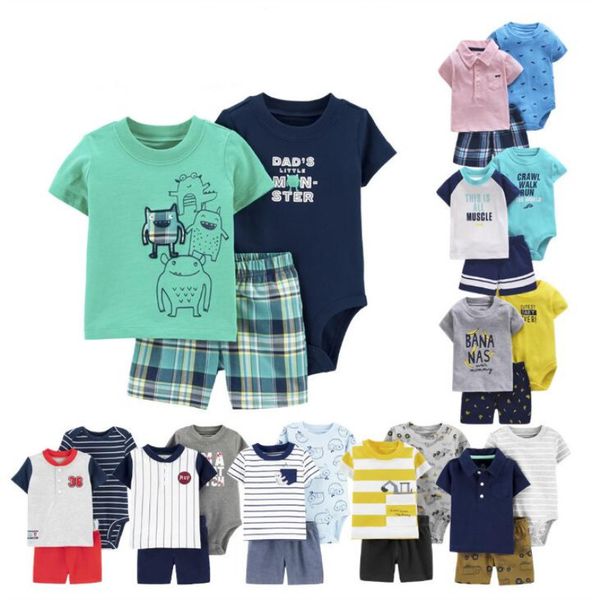 

baby boy летняя одежда комплект хлопок с коротким рукавом с капюшоном рубашка брюки комбинезон новорожденный малыш наряды унисекс детская од, White