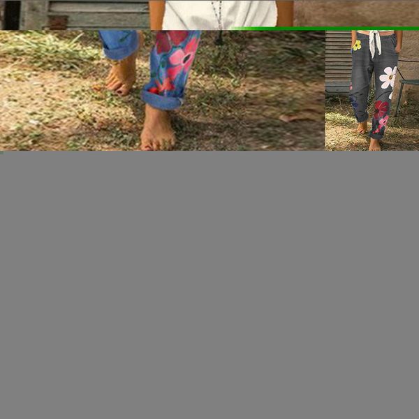 

2020 women jeans pants new women long trousers spring floral print denim jeans ladies casual loose plus size high waist pants, Blue