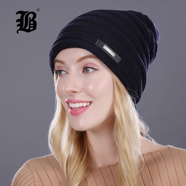 

flb] winter beanie hat ladies knit hats for women beanies caps beanie touca knitted cap gorros with ear flaps female cap, Blue;gray