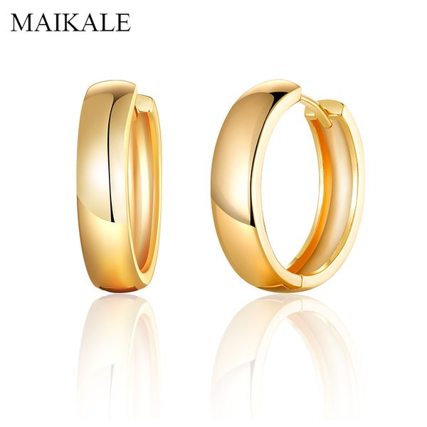 

maikale simple gold silver hoop earrings for women metal copper round circle earrings women accessories fashion jewelry gifts, Golden;silver