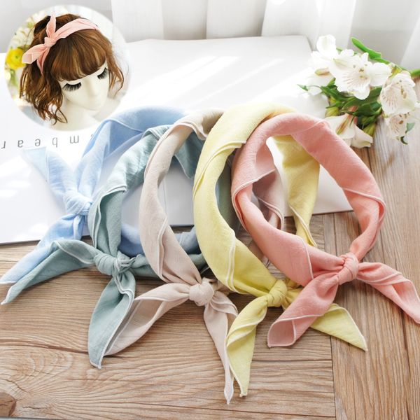 

fresh and elegant solid color towel square towel small cotton square scarf comfortable cotton children's scarf hand, Red;brown