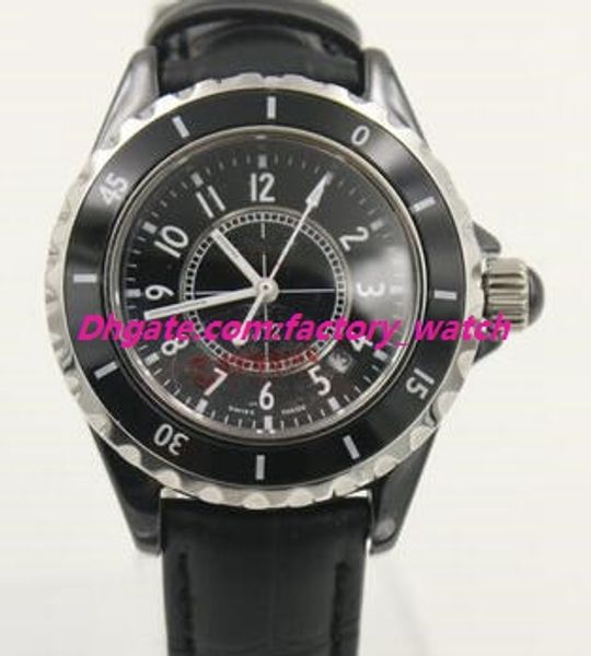

sell new style women watch wristwatch black dial 38mm automatic black leather strap luxury watch ing, Slivery;brown