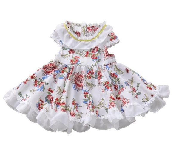 

розничное летнее платье для новорожденных девочек с принтом, принцесса дети сладкая одежда 1-5т, Red;yellow