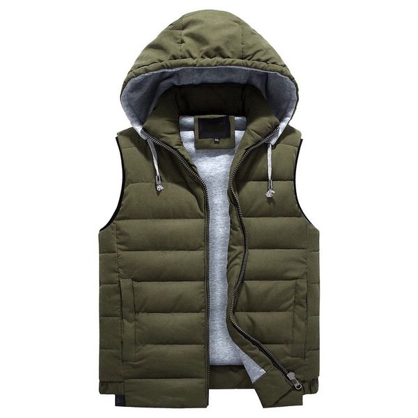 

plus size 4xl-8xl new winter autumn sleeveless jacket for men fashion warm hooded male vest plus size mens work vests waistcoat, Black;white