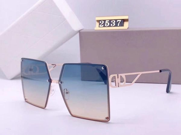 

designer luxury men and women brand oversized mask sunglasses fashion oval sun glasses uv protection lens coating plated frame with box 2537, White;black