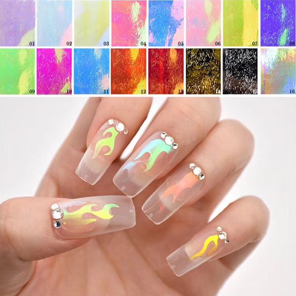 

16 patterns/sheet colorful laser nail art decals nail vinyls holographic hollow stencil stickers mixed patterns transfer decals, Black