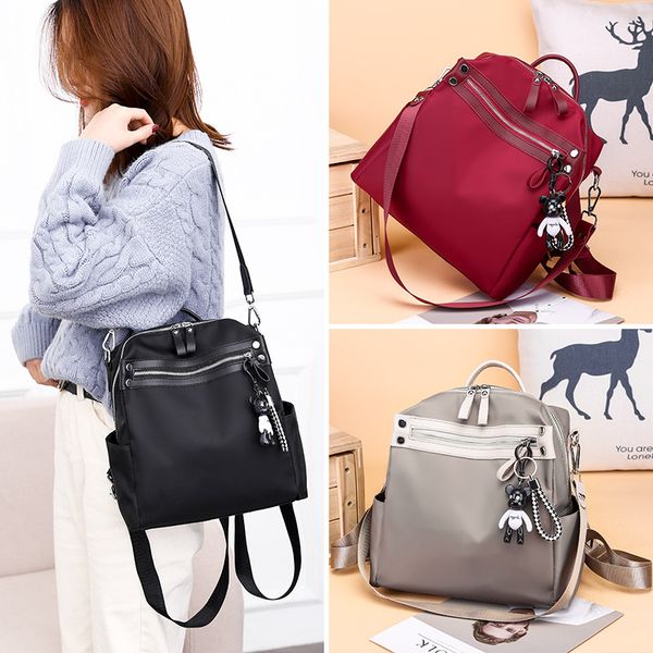 

backpack women's 2019 new style korean-style oxford cloth large capacity bag bear hanging decoration backpack women's