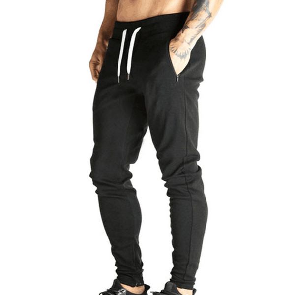 

2019 jogging pants striped gym trousers sport pencil pants men sweatpants cotton soft black running tights bodybuilding joggers, Black;blue