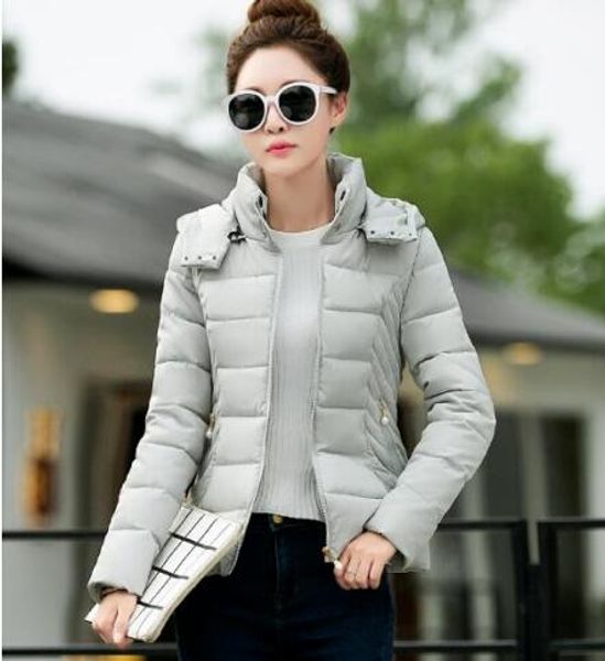 

usl grey women's cotton blend jacket warm parka slim short coat hoode waist len, Tan;black