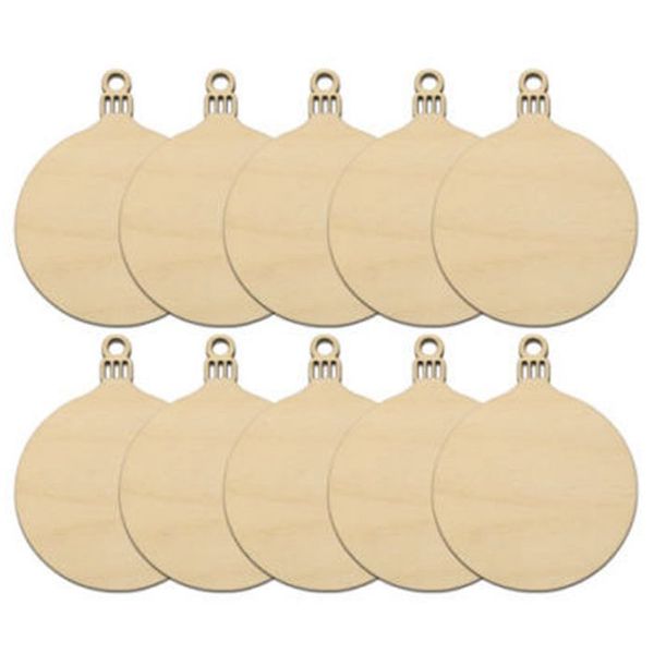 

10pcs wooden round bauble hanging christmas tree blank decorations gift tag shapes