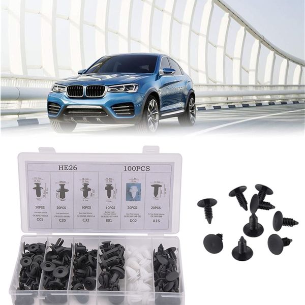 

100pcs plastic rivets fastener push clip fastener clips for 6size auto vehicle door trim panel retainer with box