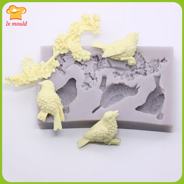 

blossoms and birds silicone mould cake decoration sugarcraft katy sue texture