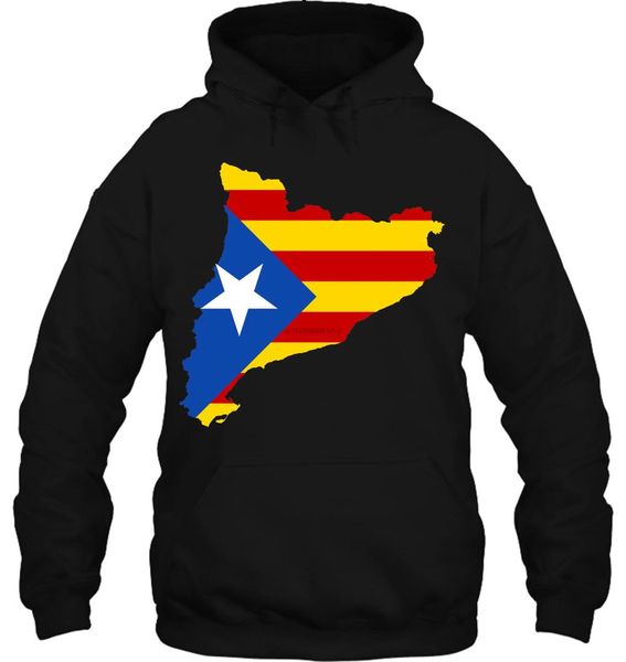 

men hoodie catalonia map with flag male fashion normal loose nboys simple clothes women streetwear, Black