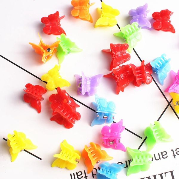 

100 pcs butterfly hair clips claw barrettes mixed color mini hair clip hairpin accessories for girls gift, Slivery;white