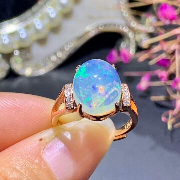 

meibapj 3.3 карат натуральный большой опал драгоценный камень мода кольцо для женщин реальный стерлингового серебра 925 шарм ювелирные изде, Slivery;golden