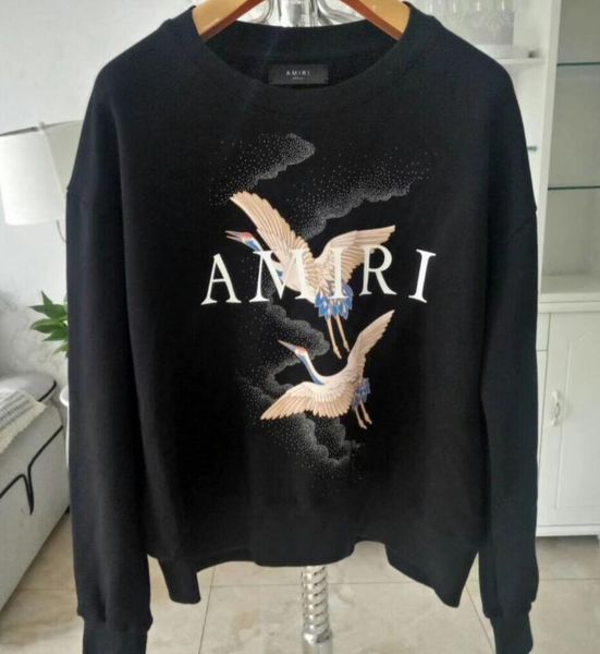 

luxurys designers crane sweater men amiri funny knitwear winter warm sweater pullover easy cotton sweater men women long sleeves tees hoodie, Black
