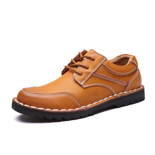 

2019 fashion leather men dress shoes business classic gentleman shoes men soft casual round toe mid years, Black