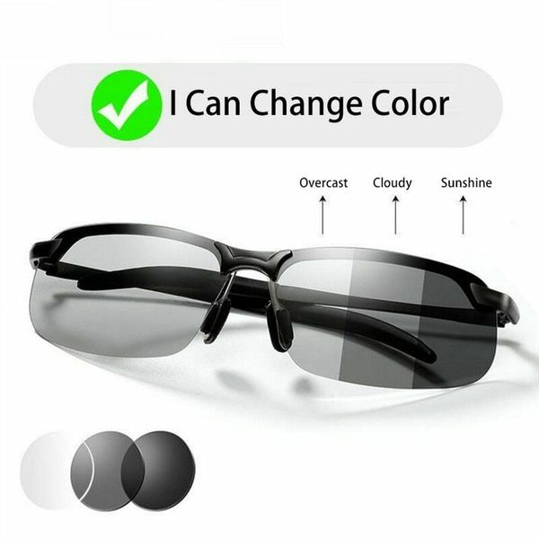 

pchromic polarized sunglasses men discoloration eyewear anti glare uv400 glasses driving goggles oculos