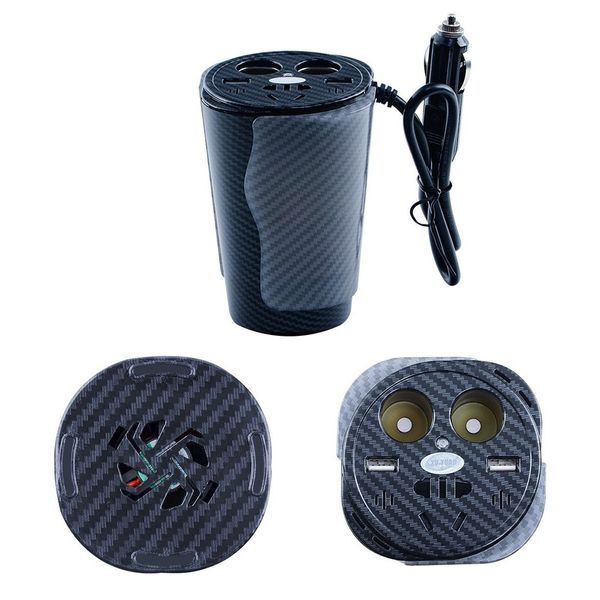 

cup-shaped 150w car inverter dc12v-ac110v/220v modified sine wave double usb port voice-activated led light car power inverter