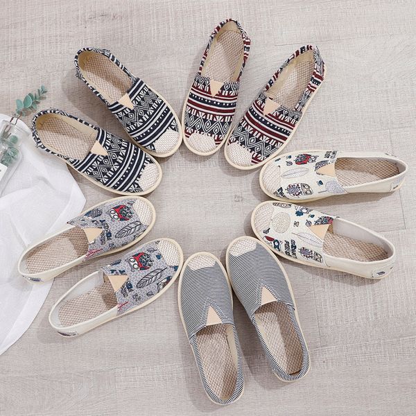 

women's fashion flat shoes lazy's espadrilles women's canvas shoes girl loafers espadrilles women flats o5-66, Black