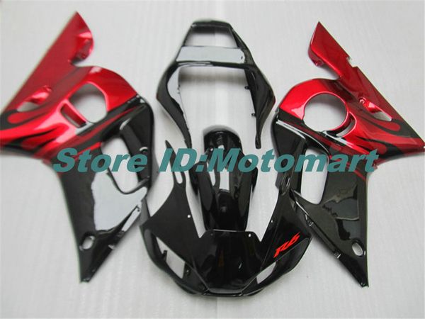 Motorrad-Verkleidungsset für Yamaha YZFR6 98 99 00 01 02 YZF R6 1998 2002 YZF600 rot schwarz Verkleidungsset + Geschenke YG48