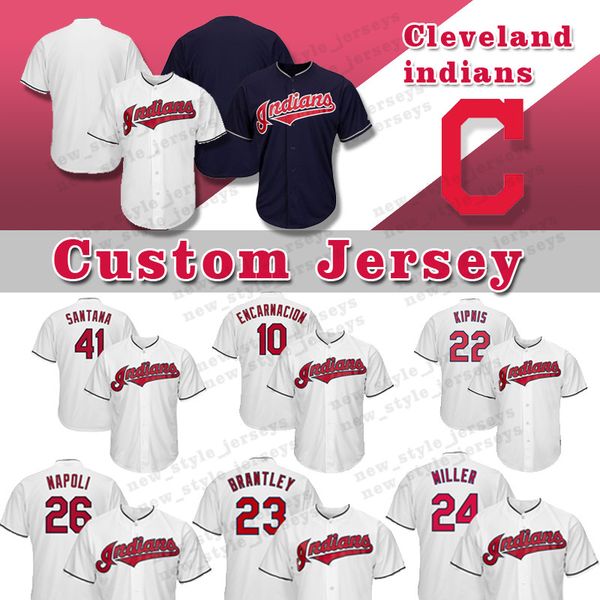

Custom Cleveland Men indians jersey 11 Jose Ramirez 22 Jason Kipnis 47 Trevor Bauer 1 Greg Allen 30 Tyler Naquin Baseball Jersey