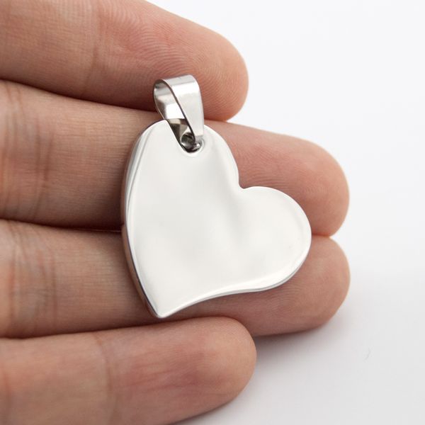 

100% stainless steel mini heart pendant necklace choker for women girl personalised metal heart charm mirror polished wholesale, Silver