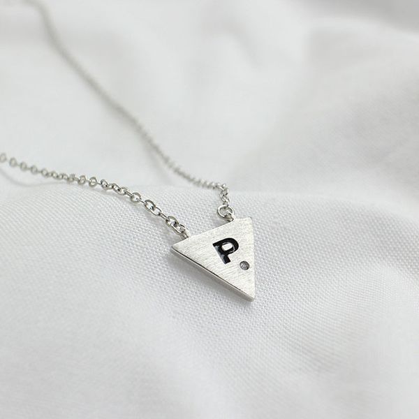 

eds 925 sterling silver women pendant necklace korean geometric triangle long necklace fashion women jewelry