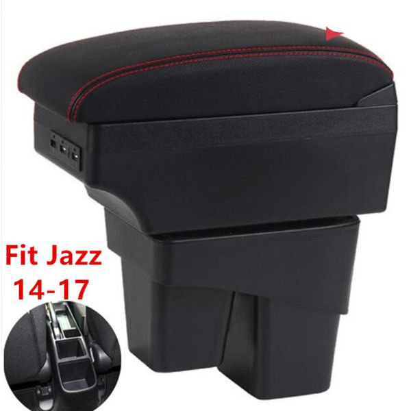 

for fit jazz 3rd generation armrest box central store content storage box usb interface 2014-2017