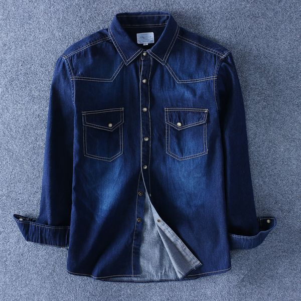

spring autumn men denim thin shirt long sleeve soft 111% cotton two pockets slim slight elastic jeans cowboy 4xl, White;black