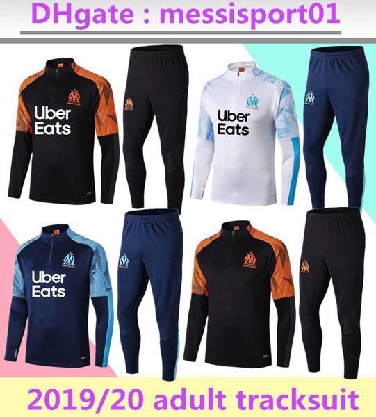 

2019/20 olympique de marseille tracksuit training suit soccer set l.gustavo payet 2019 2020 new om marseille football coat tracksuit s, Black