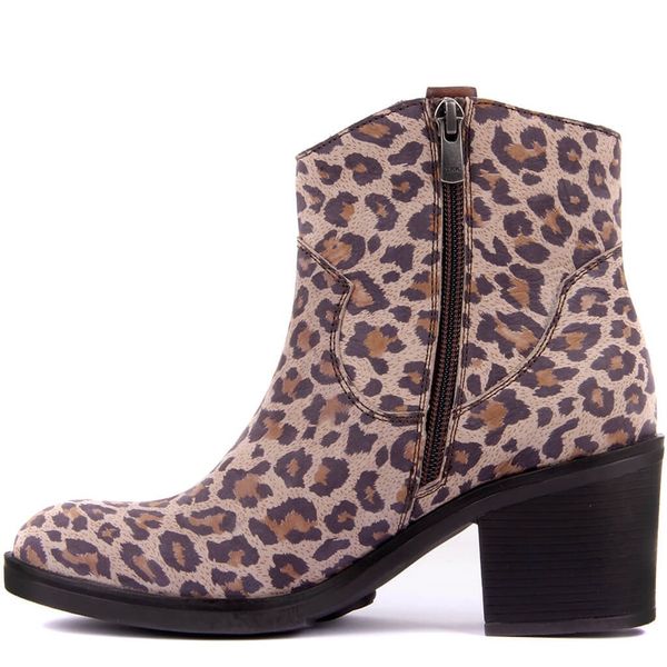 

sail-lakers mink leopard print leather women boots, Black